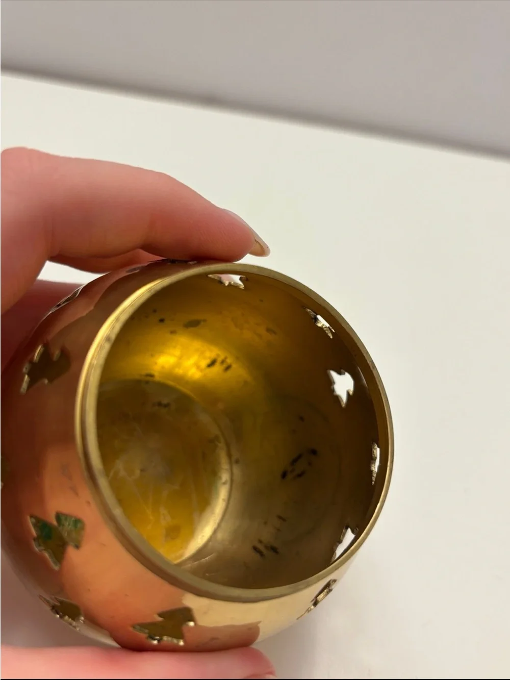 Brass Holiday Tree Cutout Votive Candle Holders - Gold (Set of 2)